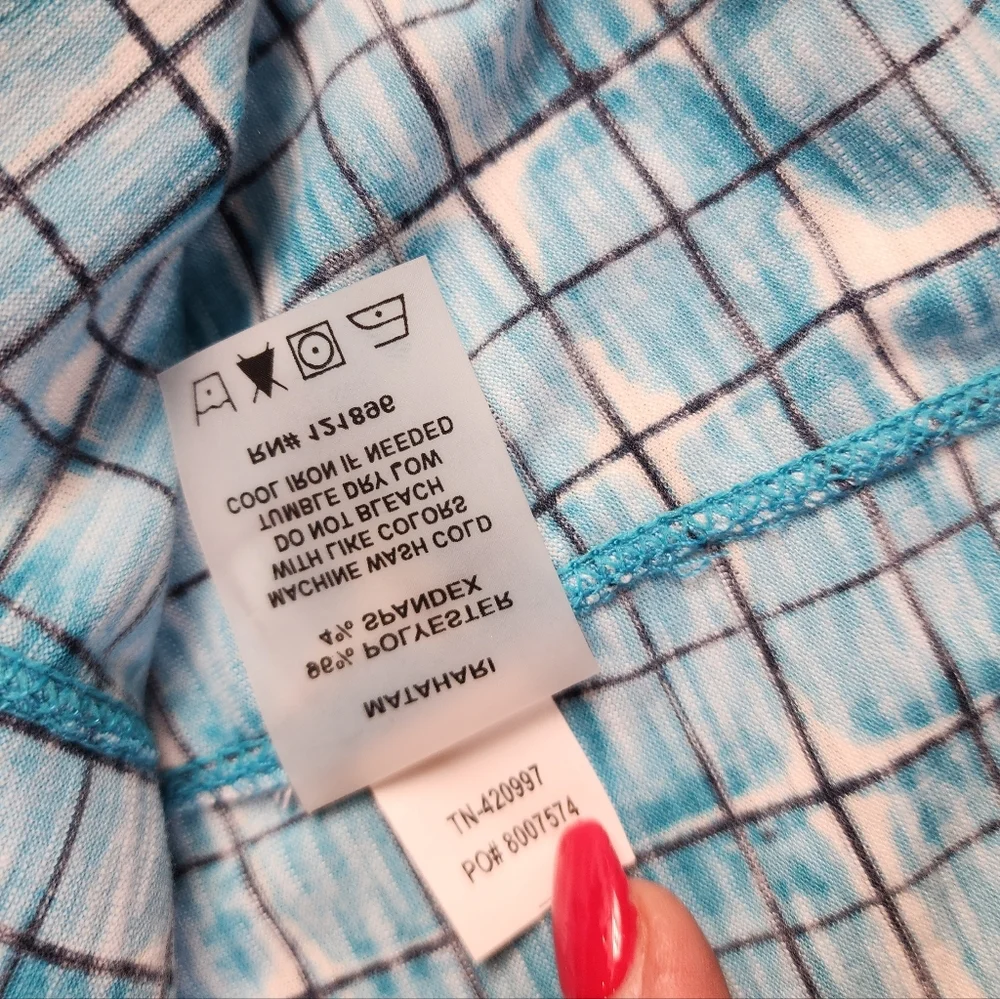 NWT Title Nine Matahari Blue Shibori Blocks Racerback Tank Size XL Stinkstopper - Picture 13 of 14